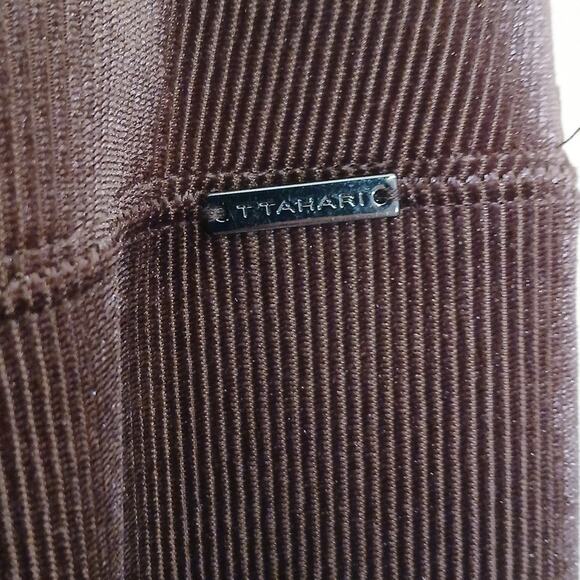 T Tahari brown ribbed pull on velvet pants size large - Picture 4 of 6